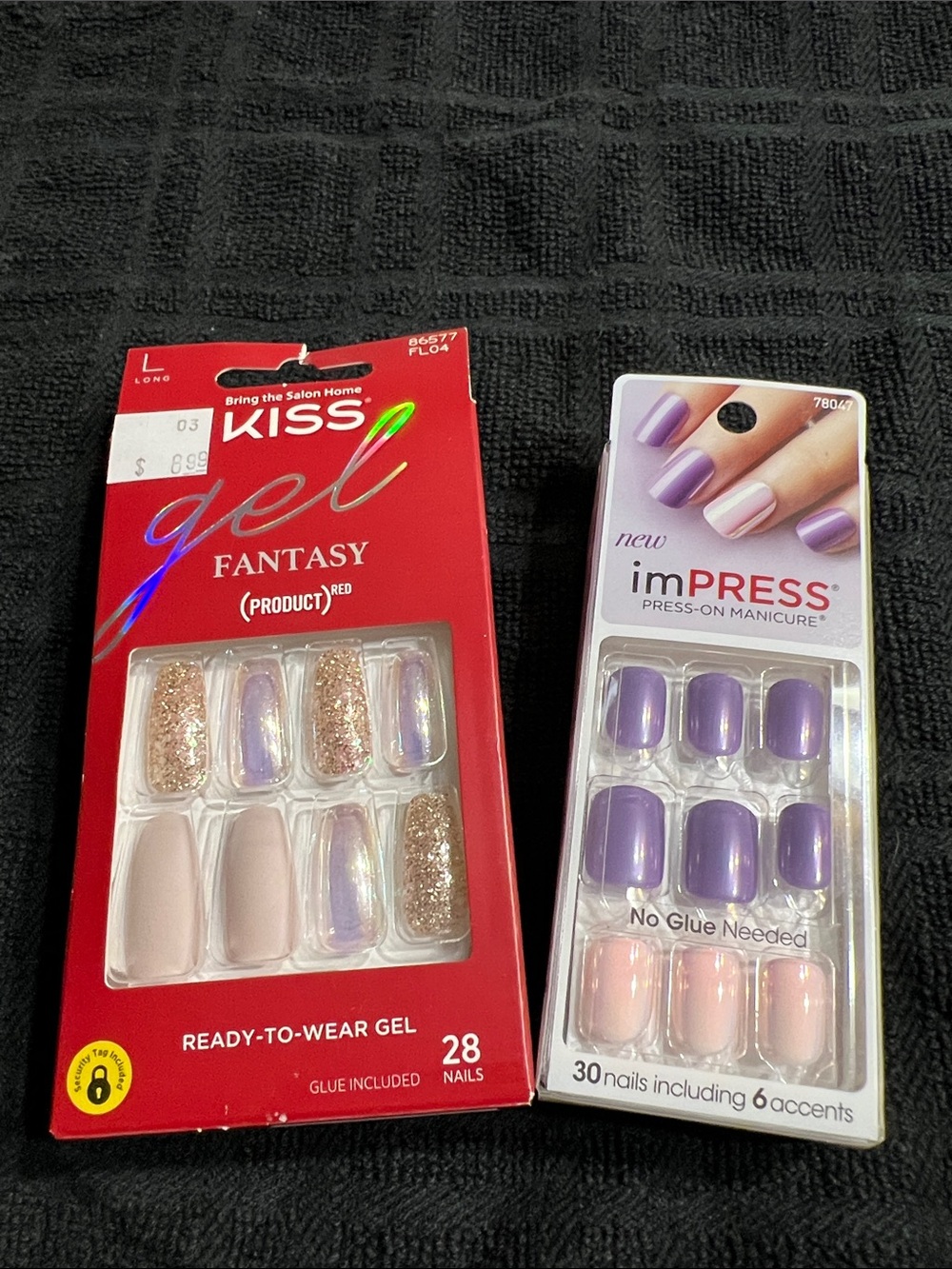 Kiss Gel Fantasy & imPRESS Lavender and Gold Glitter Press-On Nail Duo